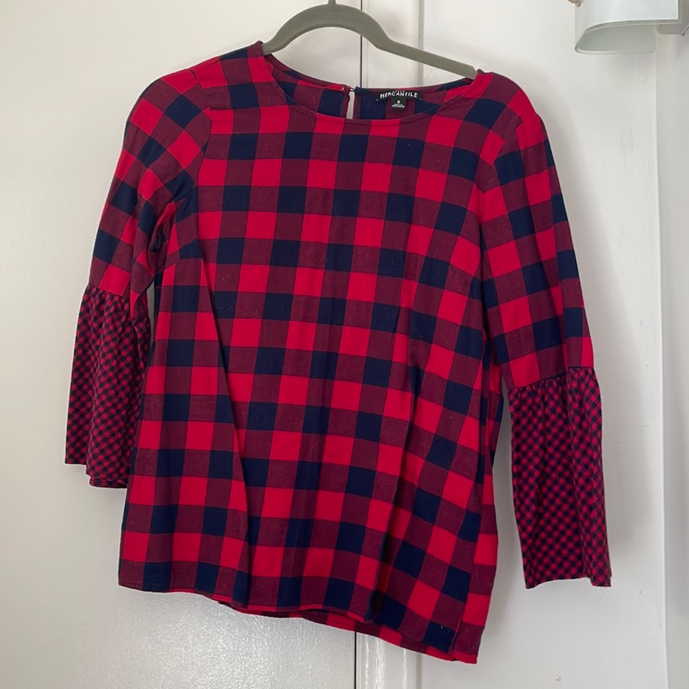 J Crew | Plaid Balloon Sleeve Shirt